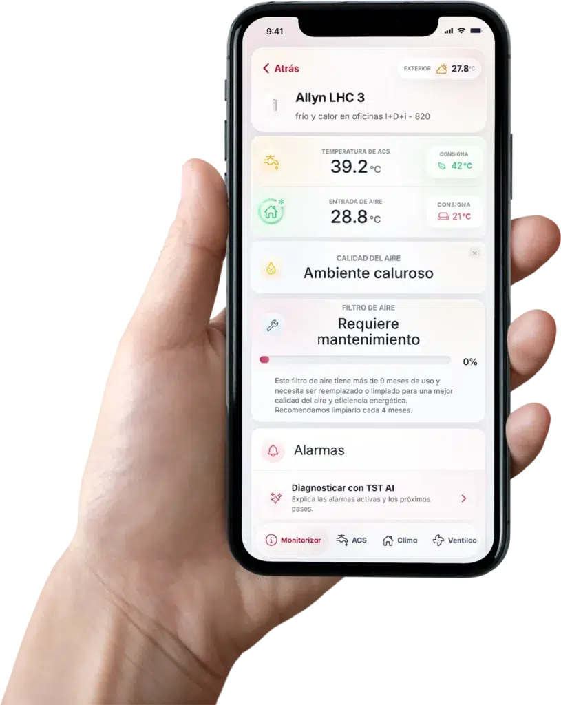 Monitorización de bomba de calor desde APP