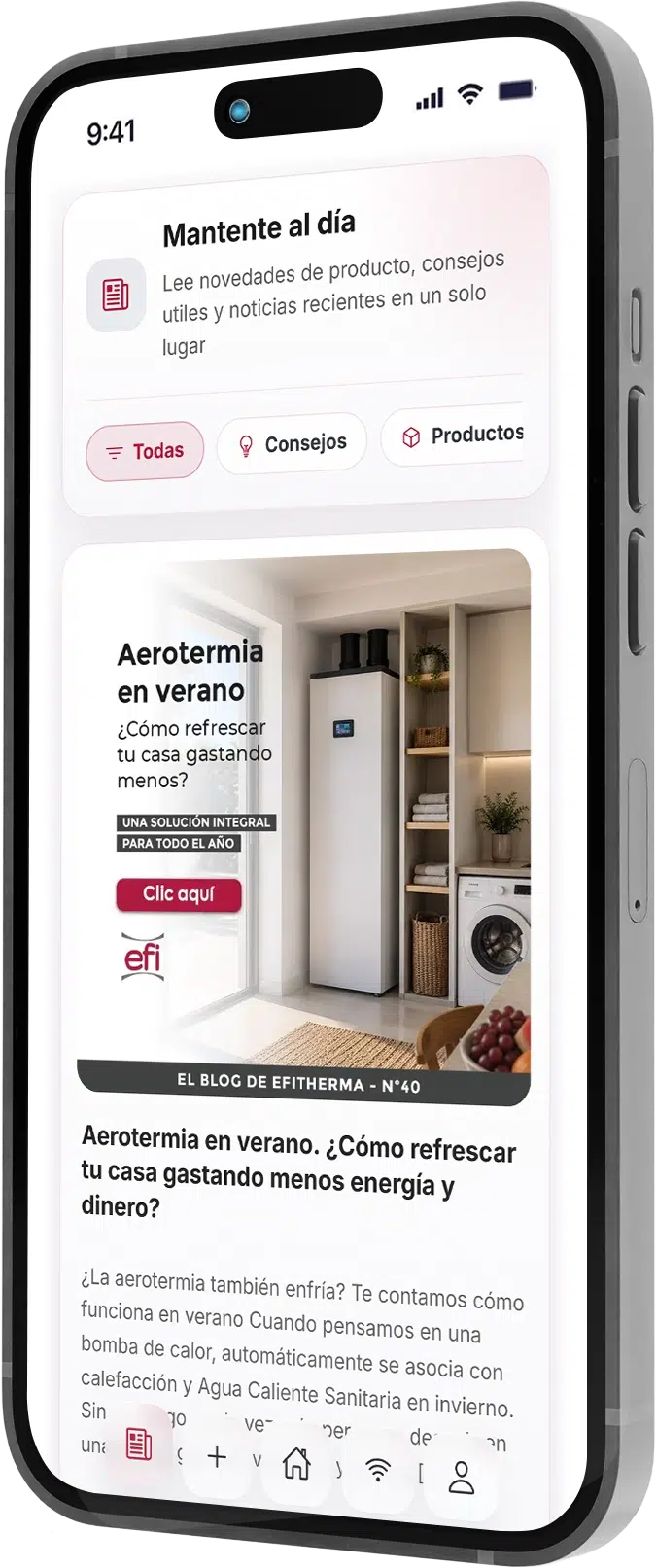 Blog de noticias en la app de control