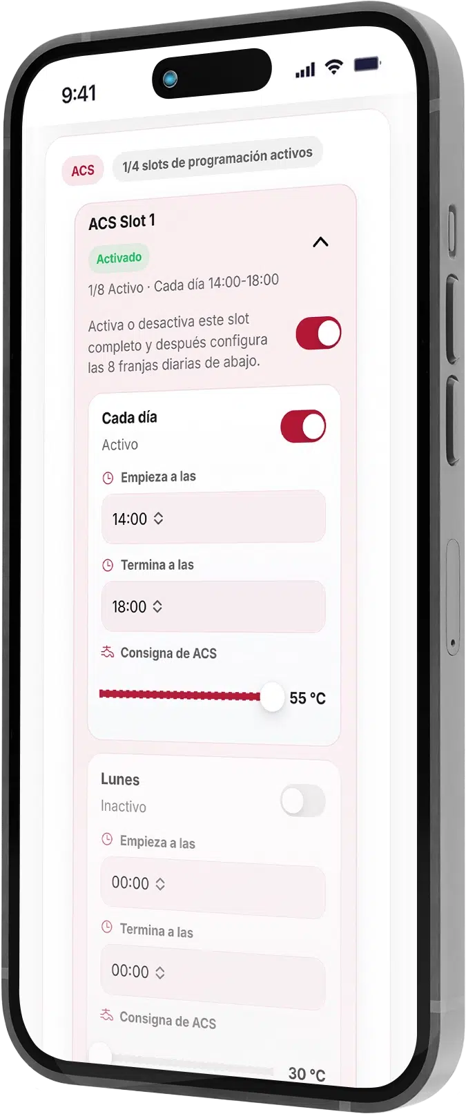 Programar un horario para la bomba de calor