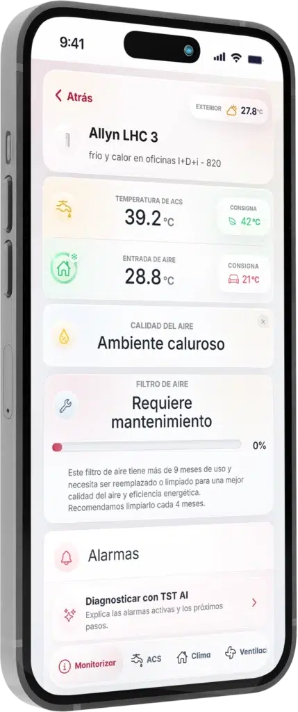 Control de temperatura de la bomba de calor